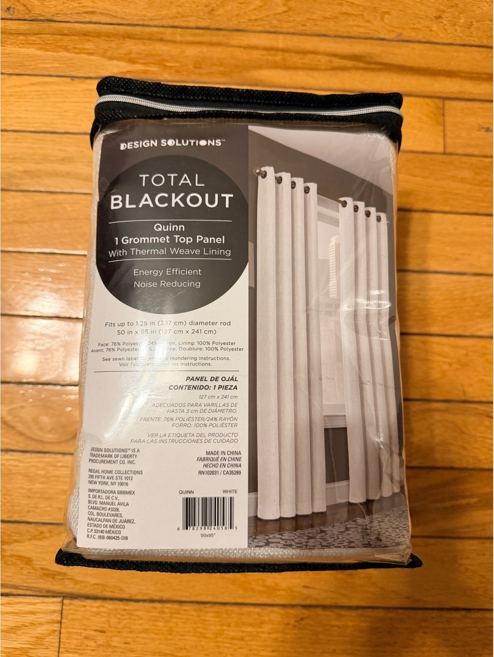 Design Solutions Quinn Total Blackout Grommet Top Panel Curtain with Thermal Wea